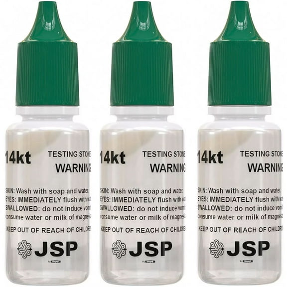 Set of 3 Gold Jewelry Testing 14K Test Acid Solutions Bottles Kit Oro Detect