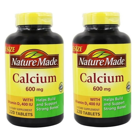2 Pack Nature Made Calcium 600 Mg, avec Vitamine D3 220 Numération