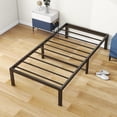 thumbnail image 3 of Marco de Cama，35 cm de Plataforma de Metal Resistente con Almacenamiento Debajo de la Cama, No Requiere Somier, Soporte Doble Silencioso, Textura Negra (Individual), 3 of 4