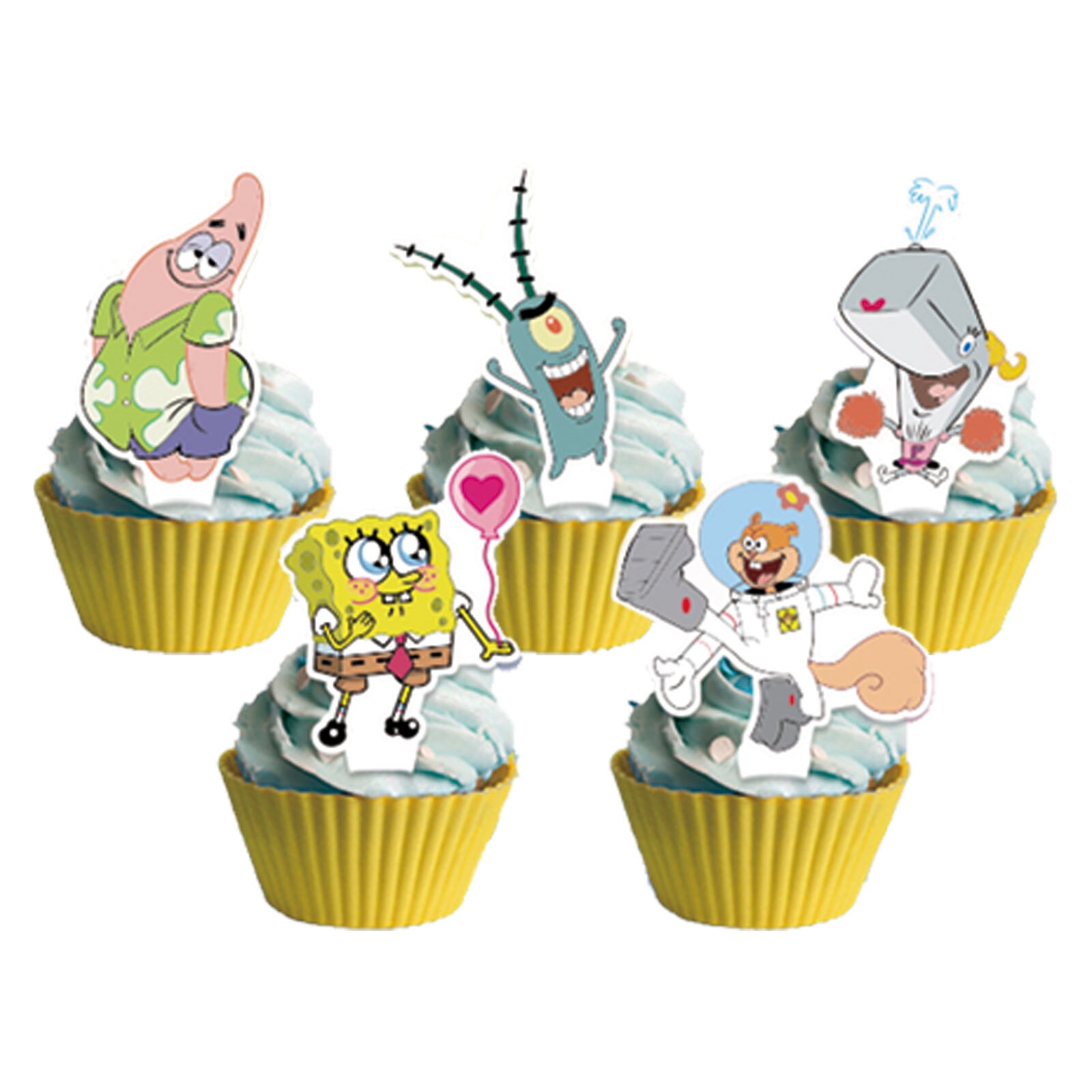 34 PCS For Spongebob Cartoon Theme Party Decorations Set,With 5*3ft Birthday Backdrop Decorations,20 Balloons,13 Cupcake Toppers Balloons,for Boy Girls Party Supplies Set