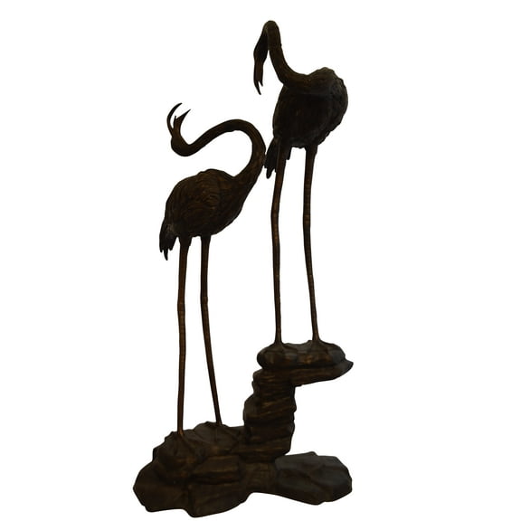 Pair of Flamingos Bronze Statue Fountain -  Size: 33"L x 22"W x 60"H.