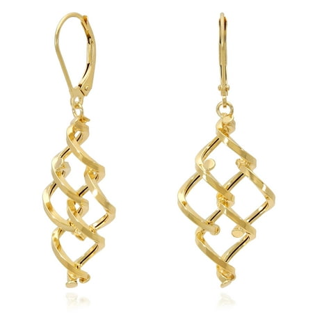 10K Gold Twisted Swirl Dangle Leverback Earrings 45mm | Walmart Canada