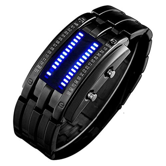 Wrist Watches Men's LED Digital Watch Fashion Classic Waterproof Stainless Steel Watches Black (Black)