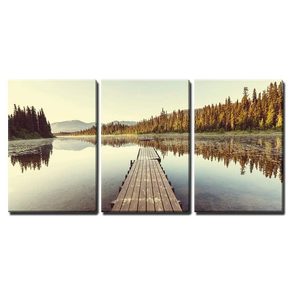 wall26 - 3 Piece Canvas Wall Art - Lake - Modern Home Art Stretched and Framed Ready to Hang - 24"x36"x3 Panels