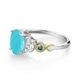 thumbnail image 3 of Gem Stone King 925 Silver and 10K Yellow Gold 3-Stone Ring Oval Green Turquoise and Moissanite (2.01 Cttw, Size 9), 3 of 3