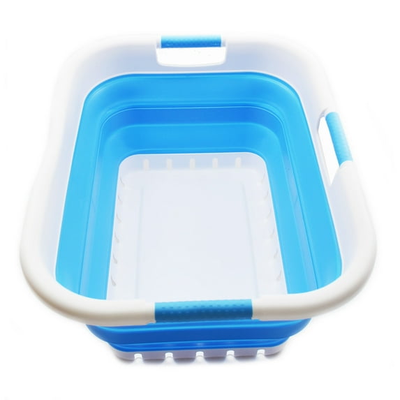 SAMMART Collapsible Plastic Laundry Basket - Foldable Pop Up Storage Container/Organizer - Portable Washing Tub - Space Saving Hamper/Basket
