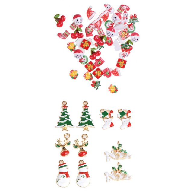 10 Piezas Pendiente de Mezclados Sunnimix 50 Piezas Resina Cabochon Flatback de Navidad Encantos de Navidad