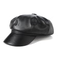 thumbnail image 4 of CoCopeaunts Artist PU Leather Octagonal Cap Hats Women Autumn Winter Leather Panama Stylish Artist Painter Newsboy Caps Beret Woman Flat Hat, 4 of 5