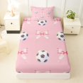 thumbnail image 3 of Manfei Pink Princess Bowknot Twin Sheets,3D Cartoon Soccer Print Bedding,3 Pieces,1 Flat Sheet,1 Fitted Sheet and 1 Pillowcase, 3 of 6