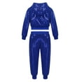 thumbnail image 2 of XUNZOO Boys Girls Hip Hop Dance Outfits Sequins Long Sleeve Zipper Hoodie Jacket with Pants Blue 140, 2 of 7