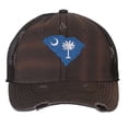 thumbnail image 5 of South Carolina Cap - Distressed State Flag Design - Vintage Palmetto State Trucker Strapback Hat (Brown), 5 of 7