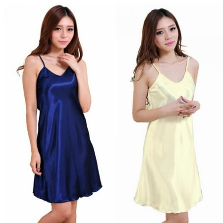 5 color Womens Silk Nightgown Sexy Silk Babydoll Satin Silk Nightdress Lingerie Sleepwear Dress Robe Nightie Gown