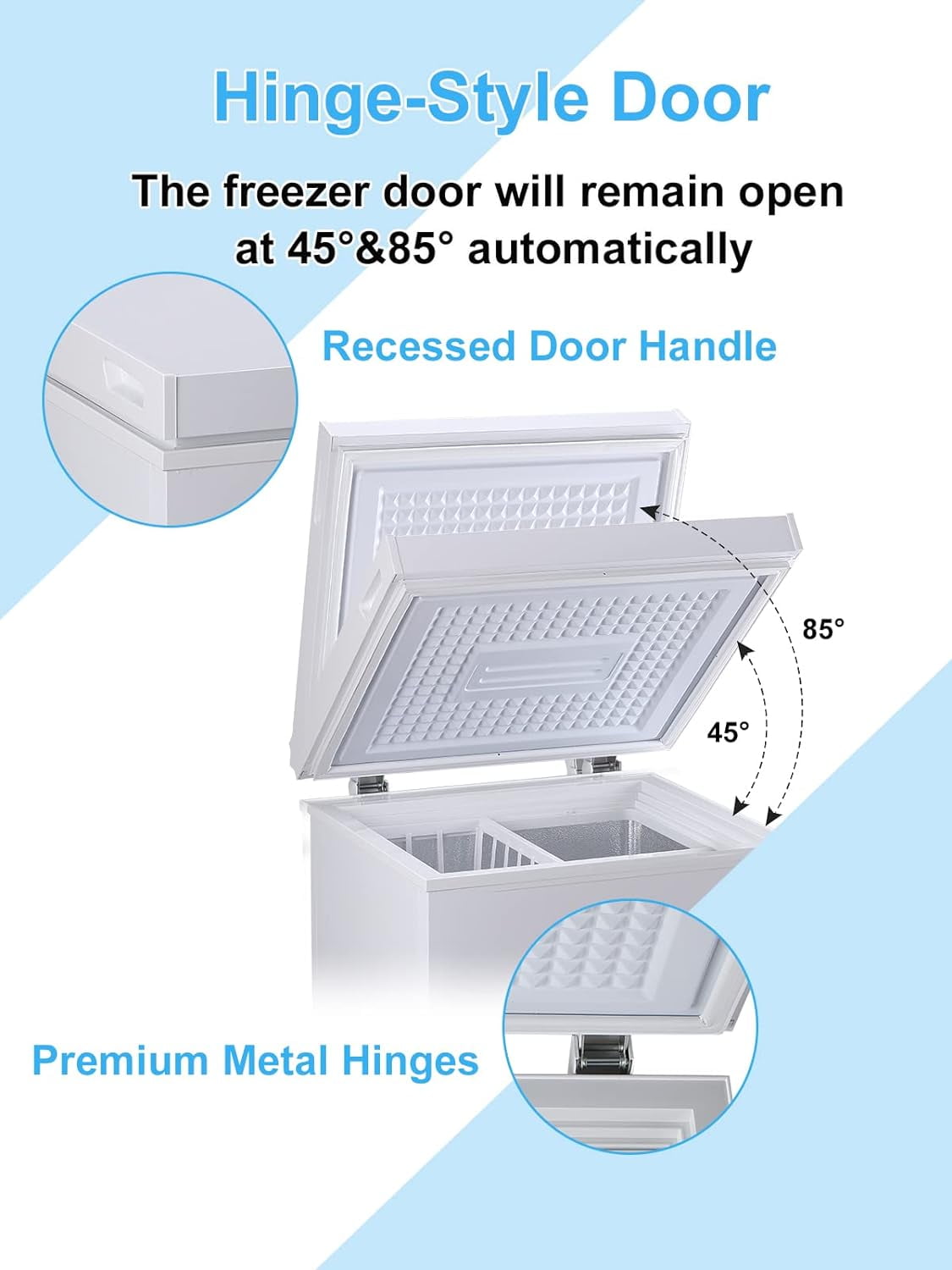 GGTB 3.5 Cu.ft Chest Freezer Refrigerator with Removable Basket, Top Open Door, 7 Temperature Settings for Home Kitchen Dining Room, White