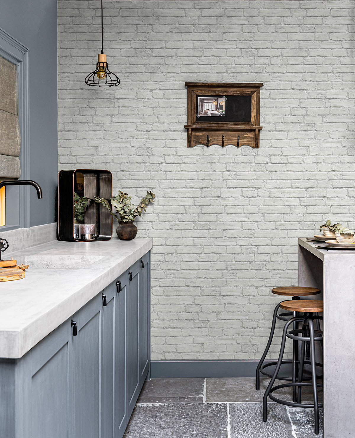 Seabrook Designs  Industrial Faux Brick Prepasted Wallpaper - 20.5 in. W x 33 ft. L