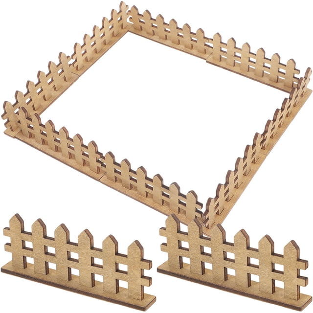 TABLZONE 12Pcs Khaki Miniature Wood Fence Durable Versatile Use Diy Micro Landscape For Outdoor Decoration