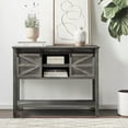 thumbnail image 4 of eHemco Antique Farmhouse Console Table with Sliding Barn Doors and Bottom Storage Shelf, Gray, 4 of 9
