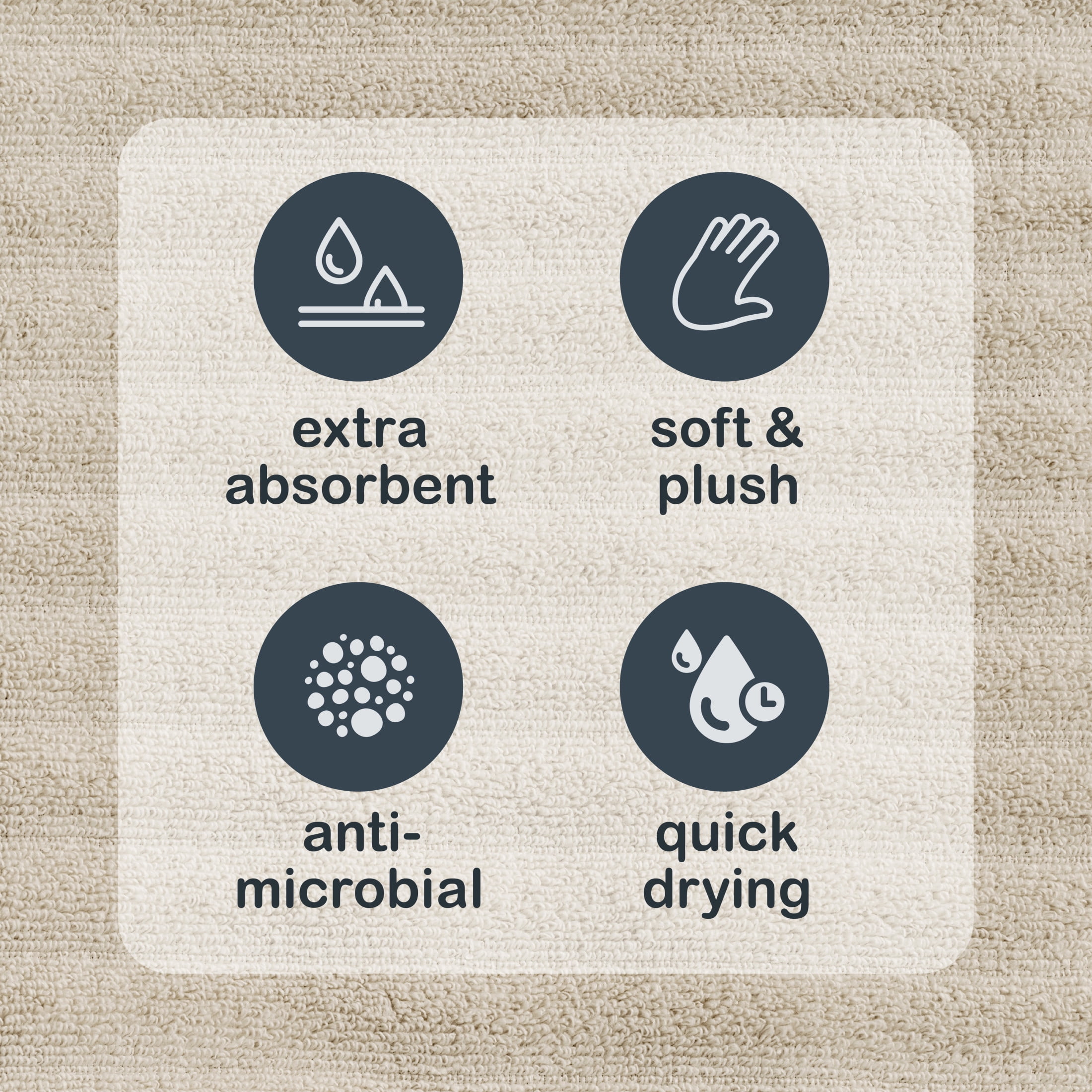 Mainstays Performance Cotton Hand Towel, Super Soft Quick Dry Fade Resistant, Textured Beige