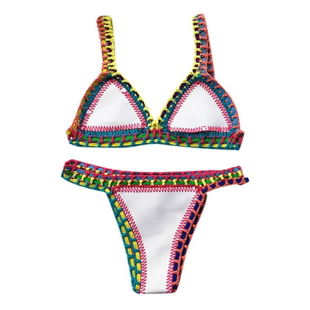 Cathalem Women s High Waisted Bikini Sets Sporty Two Piece Swimsuits Color Block Cheeky High Cut Bathing Suits (White M)