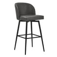 thumbnail image 2 of CHITA 30" Swivel Upholstered Counter Bar Stools Set of 2 with Back & Metal Legs, Faux Leather in Retro Gray, 2 of 7