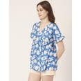 thumbnail image 3 of Moomaya Women Printed Short Sleeves Cotton Top, V Neck Long Length Flared Summer Tunic Top, 3 of 8