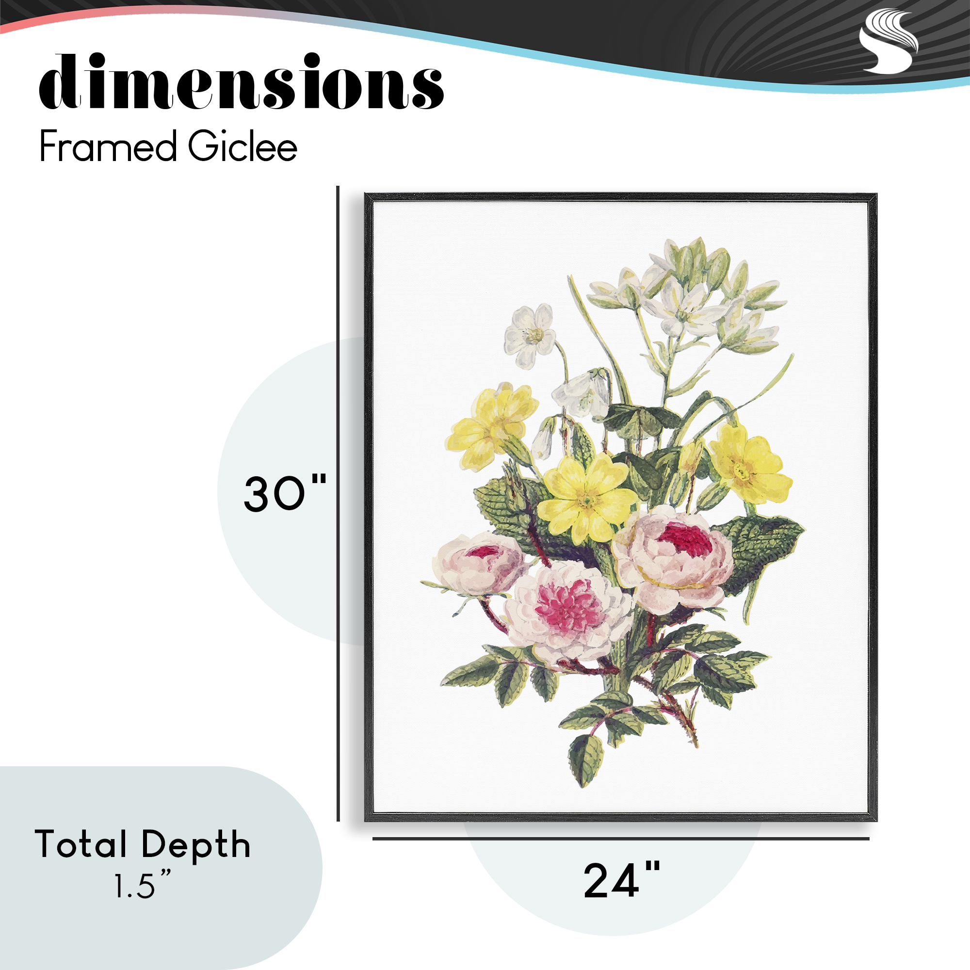 Bushel of Wild Florals Black Framed Giclee Art, design by Lettered and Lined