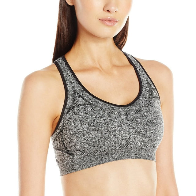 Hanes Womens Sport Seamless Racerback Sports Bra, 2XL, Ebony Heather
