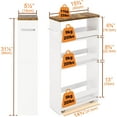 thumbnail image 5 of 4 Tier White Slim Storage Cart with Handle, 7.9''W Slide Out Storage Rolling Utility Cart Mobile Shelving Unit Organizer Trolley for Small Spaces Kitchen Laundry Narrow Places, 5 of 14