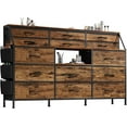 thumbnail image 1 of Royalbelle Brun Commode 55 Po Meuble Télé avec 14 Tiroirs en Tissu, Rangement de Chambre, 1 of 9