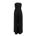 thumbnail image 4 of Womens Summer Jumpsuits Overalls Tube Sleeveless Chiffon Outfits Wide Leg Casual Dressy Pleated Rompers Pocket Fashion Loose Fit for Ladies Comfy Cute Clothes, 4 of 5