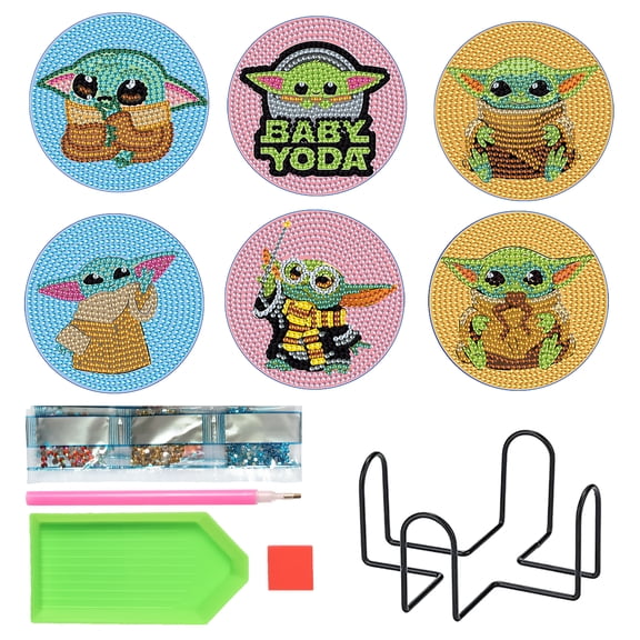 6pcs DIY Diamond Painting Coaster Kit with Cartoon Animal Designs and Stand The Perfect Choice for Home Decor and Gifting