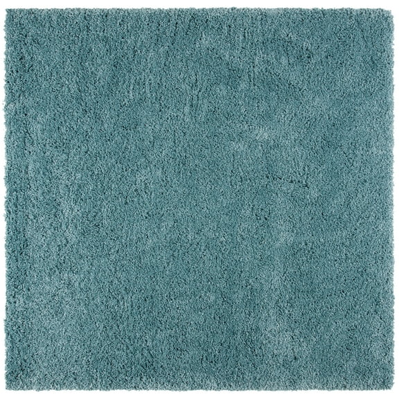 SAFAVIEH California Plush Solid Shag Area Rug, Light Blue, 5'3" x 5'3" Square