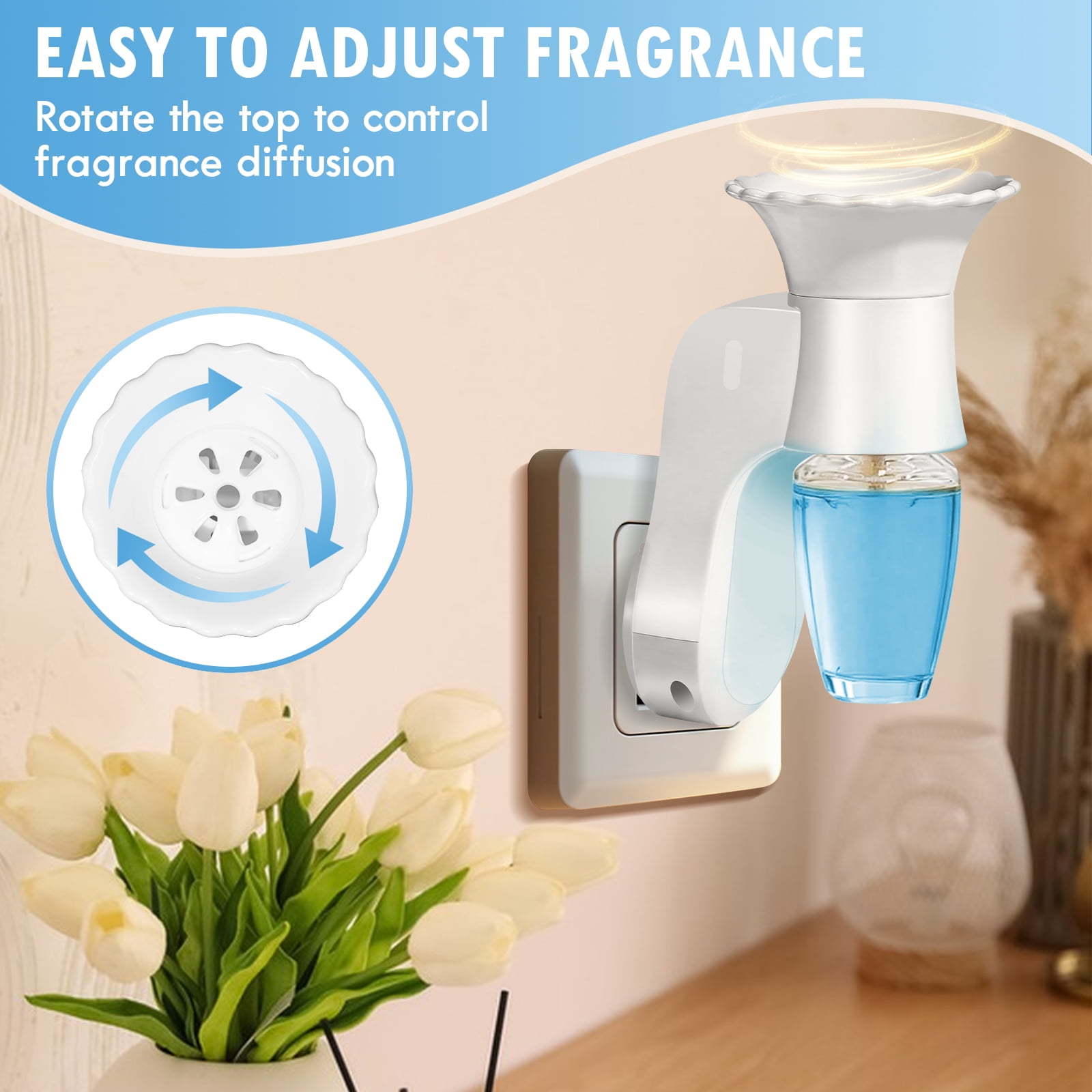 2 Pcs Wall Fragrance Plug in Compatible with Bath&Body Works WallFlower Refills, ETL Certified, Rotatable Fragrance Diffuser Plug for Home, Office