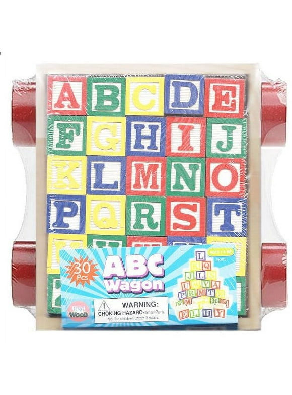 30 Piece ABC Stack N' Build Wagon Blocks with Learning Pictures Kids Toy