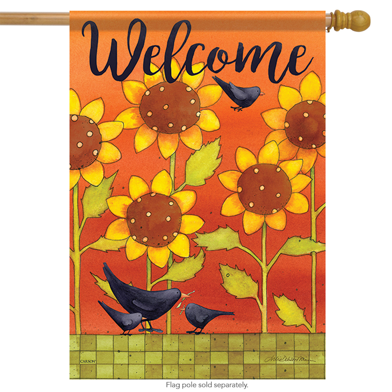 Sunny Fall Crows House Flag Floral Bird Double Sided Decorative Banner   D5b50083 6885 4592 A787 58b1585943b7 1.f25826b8eceaea33804aba43b20ce43e 