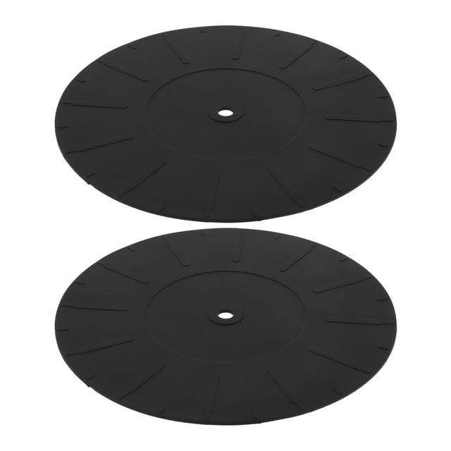 HEATSHAKING Record Player Mat 2Pcs Turntable Mat Silicone Black Anti Static For Music Enthusiasts 17X17X0.2In