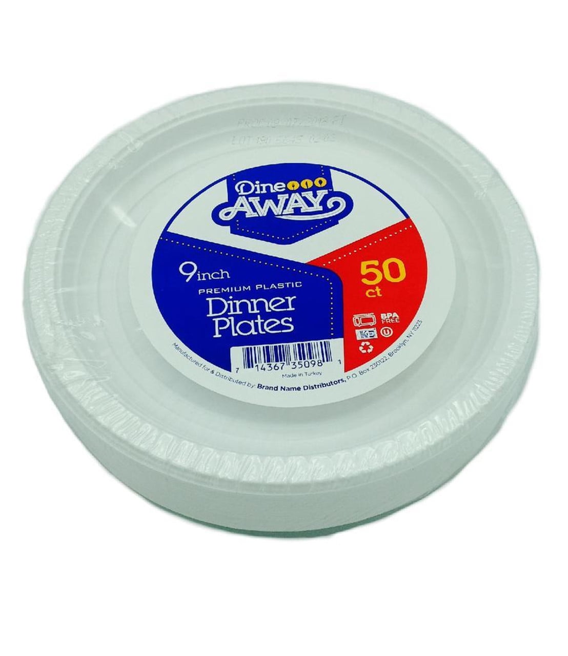 Dine Away Premium Plastic Dinner Plates (9 Inch 50 Count)