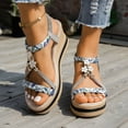 thumbnail image 2 of Dakaela Women's Wedge Sandals 2026 Summer Dressy Platform Espadrilles Ankle Strap Open Toe Slingback Bohemia Walking Shoes Grey 7.5, 2 of 8