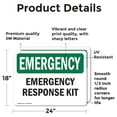 thumbnail image 2 of (2 Pack) Response Kit OSHA Emergency Sign 24 Inch X 18 Inch Vinyl Label Decal Sticker Weather Resistant, UV Protected for Workplace, Business, and Construction Site, Made in the USA, 2 of 7