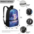 thumbnail image 5 of Uourmeti Durable 17 Inch School Backpack, Durable Fabric Adjustable Comfort Shoulder Adjustable Comfort Straps Student Bookbag, Axolotl Galaxy Pattern, 5 of 6