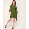 thumbnail image 2 of Moomaya Boat Neck Bodycon Solid Georgette Dress - Women's Stylish Bodycon Dress, 2 of 9