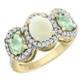 thumbnail image 1 of 10K Yellow Gold Natural Opal & Green Amethyst 3-Stone Ring Oval Diamond Accent, size 5, 1 of 2