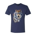 thumbnail image 2 of Wolf Oil Painting Animal Lover Mens Premium Tri Blend T-Shirt, Vintage Navy, Medium, 2 of 3