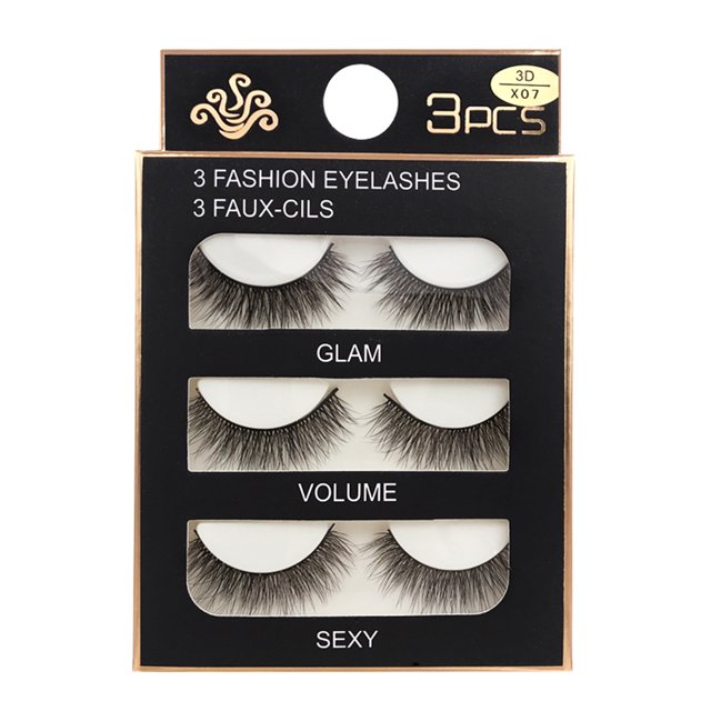 Pestañas Postizas Shidishangpin de Pelo de Visón 3D, Diseño Cruzado Natural, Paquete de 3 Pares, Modelo X07