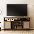 thumbnail image 4 of ARKANTOS Rattan TV Stand for 65 inch TV,Tall TV Console for Living Room,Classic Walnut, 4 of 6