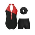 thumbnail image 2 of Haitryli Kids Girls Sleeveless Gymnastic Leotard with Shorts Ballet Dance Outfits Set Hair Scrunchie Black&Red 16, 2 of 5