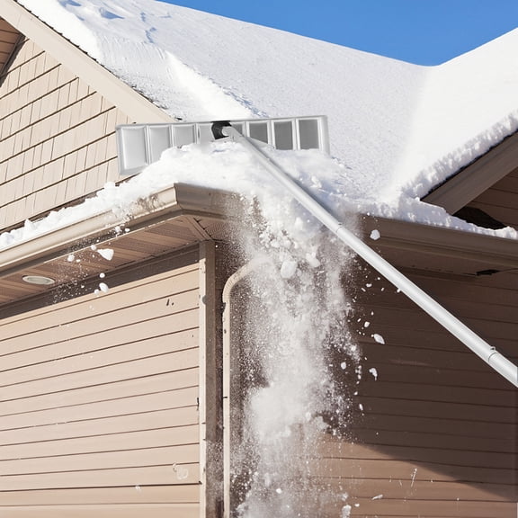VEVOR Snow Rake 25'' Blade Snow Removal Tool 21ft Reach Aluminium Roof Shovel