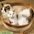 thumbnail image 5 of Stimulicat Cat Bed, Stimuli Cat Handwoven Basket, StimuliCat Cats Bed with Toy Tail, Foldable Scratchable Breathable Prevents Overheating for Cats (Beige-Gray,for 5.5-11.5 Ibs), 5 of 7
