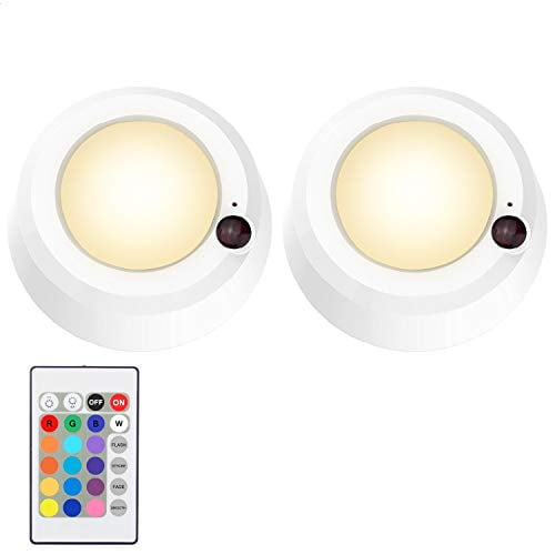 LUXSWAY Wirless Battery Operated Ceiling Light ,Remote Control Color Chaning Hallway Light, 300 Lumens Dimmable Ceiling Light For Hallway Bathroom Closet Bedroom Shower Stair, 5.67 Inch, 2 Pack