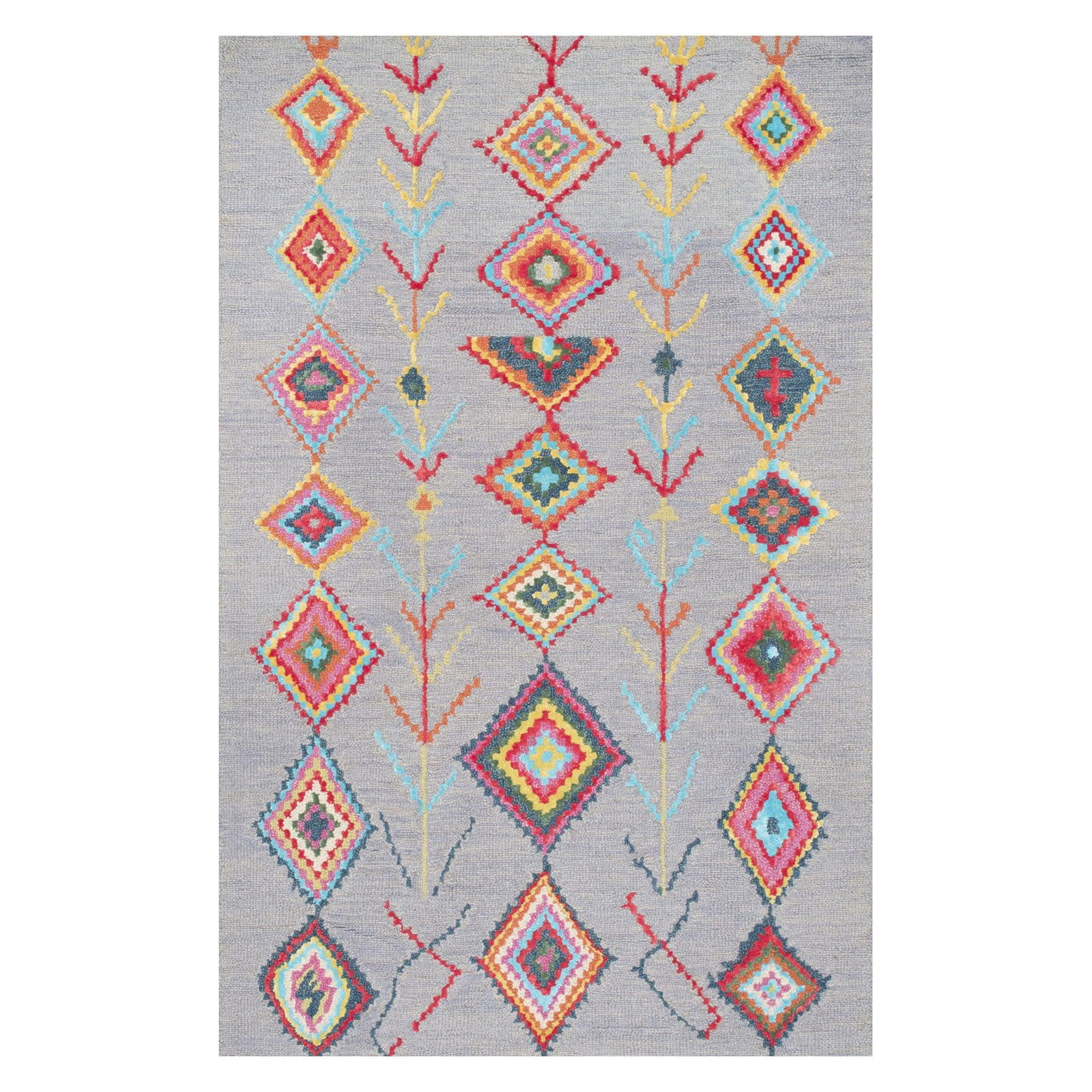 Handmade Tufted Geometric Gray Wool-Viscose 5'x8' Area Rug