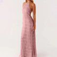 thumbnail image 3 of Yokua Women Backless Maxi Beach Dress Strap Smocked Flowy Vacation Lace-up Long Dress, 3 of 15